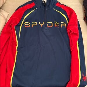 Spyder Navy Performance Half-Zip with Red and Yellow Trim
